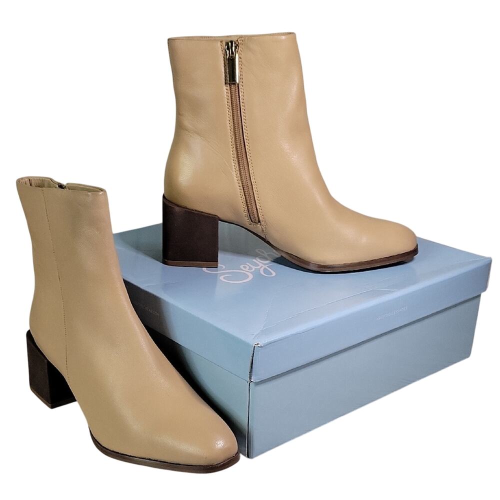 Seychelles Siesta Leather Ankle Boots Beige Womens Size 6 NEW